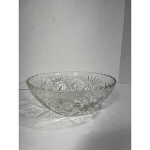 ANCHOR HOCKING Clear Cut Etched Glass Large STAR OF DAVID Serving Bowl‎ 10”